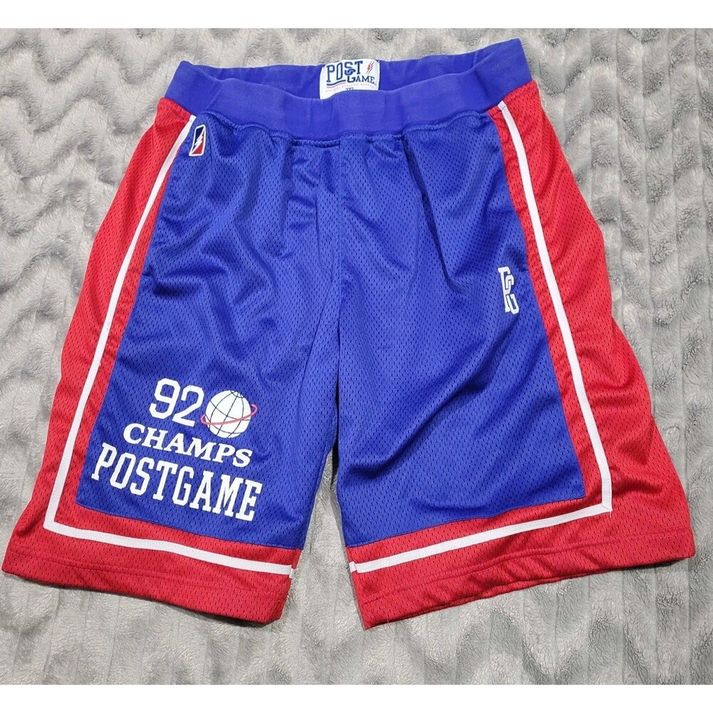 Post Game Vtg Y2K 90s Mens 3XL Red Blue USA 92 Champs Basketball Gym Shorts